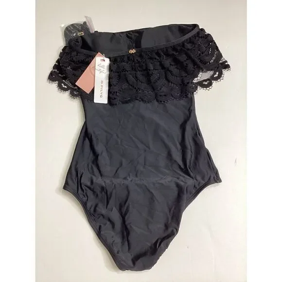 New. Pilyq black lace one piece